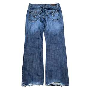 Vintage Y2K Manchester Wide Leg Bootcut Jeans 36x34 Distressed Flap Pockets